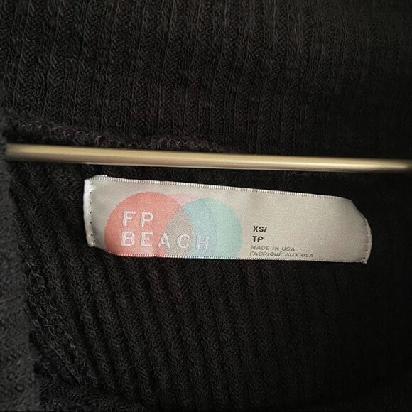 Free People World Traveler Open-Back Ribbed Pullover Black XS - Picture 5 of 7